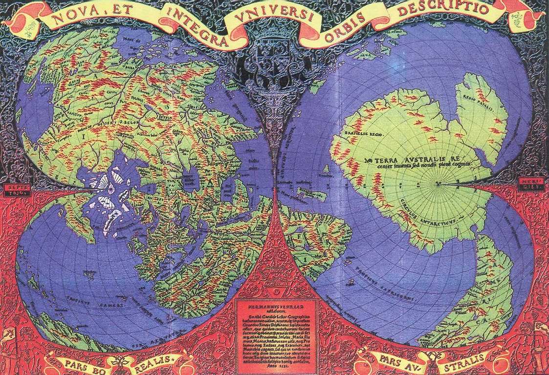 Неизвестная южная земля название. Карта Антарктиды Оронтеуса Финиуса. 1531 Год.. Карта плоской земли Меркатора.