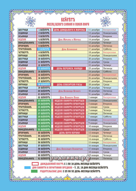 Календарь славянских праздников на год